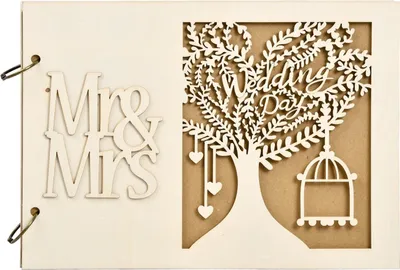 Produktbild von Gästebuch für die Hochzeit - Holzhochzeitsgästebuch mit Gravur - Hochzeitsalbum - Hochzeitsgeschenk - 40 Seiten