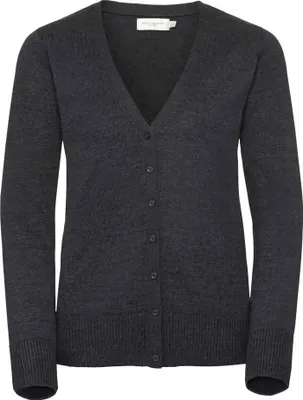 Image de Russell Collection Cardigan col V pour femme BC1013 (S) (Anthracite chiné)