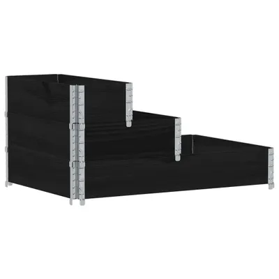 Produktbild von vidaXL Paletten-Aufsatzrahmen 3-fach Schwarz 120x80 cm Massivholz