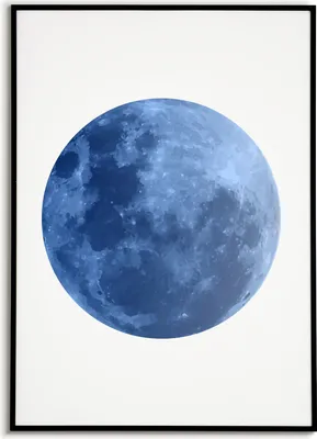 Produktbild von Blauer Mond Poster – Wandbild Wohnzimmer Küche Flur Schlafzimmer Zuhause Wanddeko – A3 (29.7x42cm) / schwarzer Bilderahmen