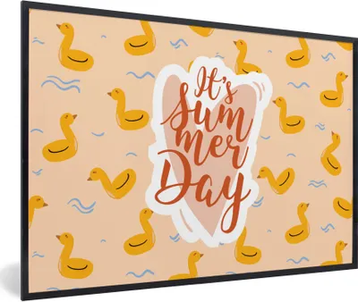 Produktbild von MuchoWow® Gerahmtes Poster Sommer - Poolband - Gelb 90x60 cm - Poster mit Schwarzem Bilderrahmen Wandposter Rahmen Foto Bilder - Fotorahmen - Foto-Plakat