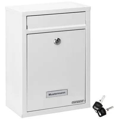 Produktbild von MONZANA® Briefkasten Weiß inkl. 2 Schlüssel Namensschild abschließbar Mailbox Briefkastenanlage Postkasten Stahl