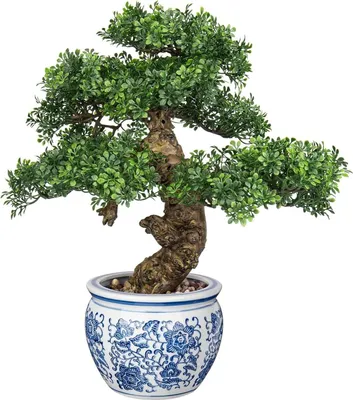 Zdjęcie produktu dla Sztuczne bonsai Sztuczne drzewko bonsai z ceramiczną doniczką 43cm - dekoracja na parapet w łazience biurze