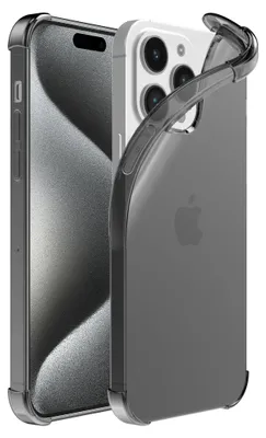 Zdjęcie produktu dla Etui na telefon komórkowy pasujące do iPhone 15 Pro - Przezroczyste, odporne na wstrząsy silikonowe etui ze zderzakiem - Czarne