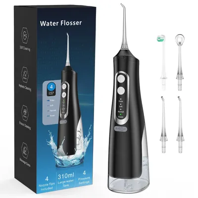 Produktbild von Munddusche 2026 Neues Munddusche Elektrischer Zahnreiniger 4 Modi & 4 Düsen Düsen Kabellose Munddusche IPX7 Wasserdicht Wasser Flosser 310ML
