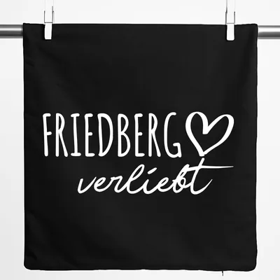Produktbild von Huuraa Kissenbezug Friedberg verliebt 40x40cm Black Baumwolle Dekokissenbezug Geschenkidee