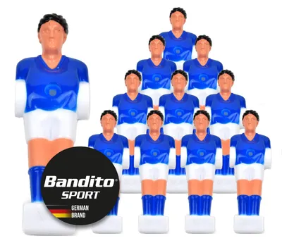 Produktbild von Kickerfigur Hobby, 2-farbige Soccer-Figur universell passend für alle Tischkicker-Stangen mit Ø 13 mm, robust, Team Set mit 11 St. in 2 Trikot-Farben blau