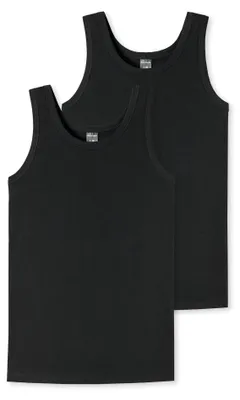 Produktbild von Schiesser 2er Pack Teens Boys 95/5 Organic Baumwolle Unterhemd / Tanktop Runder Halsausschnitt, Arm- und Halsausschnitt mit Einfass, Breite Träger für hohen Tragekomfort