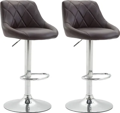 Produktbild von CLP 2er Set Barhocker Lazio Kunstleder höhenverstellbar und 360 Grad drehbar braun