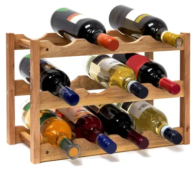 Immagine prodotto di TRANKIELO® - Porta bottiglie piccolo - Portabottiglie per 12 bottiglie - Legno di noce naturale - 42 x 21 x 28 cm