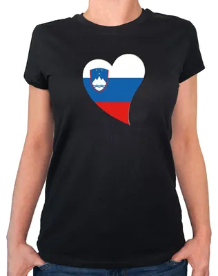 Produktbild von Huuraa Damen T-Shirt Slowenien Flagge Herz S Black Bio Baumwolle Fairtrade Damenshirt Geschenkidee