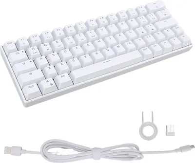 Obrázek produktu pro Mechanická klávesnice 64 kláves Bezdrátové připojení 2.4G BT3.0 5.0 typu C Kabelové připojení Ergonomický design Bílá klávesnice Lineární spínač