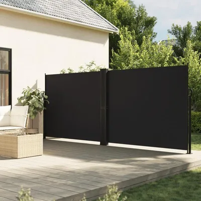 Produktbild von Windschutz für Balkon und Terrasse, 180 x 600 cm, aus robustem Stahl und schwarzem Polyester