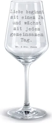 Produktbild von Mr. & Mrs. Panda Weinglas Spruch Hochzeit Liebe - Transparent - Geschenk, graviertes, handgefertigt, Erinnerung, Rotweinglas mit Gravur, Geschenke, Hochzeitstag, Heirat