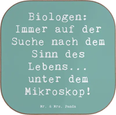 Produktbild von Mr. & Mrs. Panda Untersetzer Glas Spruch Biologin Mikroskop - Meeresbrise - Geschenk, kreative Geschenke, Wissenschaft des Lebens, Tassen, Lebewesen, für Gläser, Umwelt