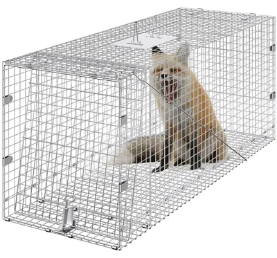 Produktbild von Marderfalle, 1067 x 406 x 457 mm Lebendfalle aus verzinktem Eisen, faltbare Tierfalle mit Griff Drahtfalle für streunende Hunde, Gürteltiere