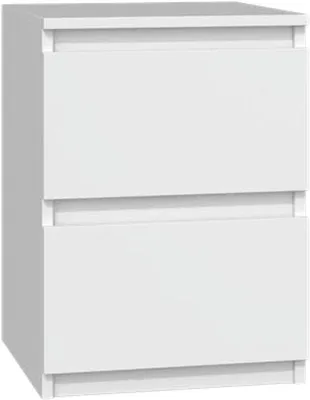 Productafbeelding van Unyqoos® witte nachtkastje met 2 grote lades – tijdloos nachtkastje voor de slaapkamer, veel opbergruimte, hoogwaardig materiaal