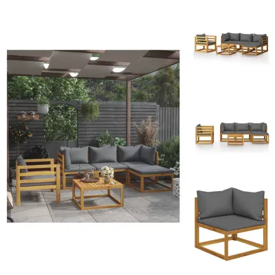 Produktbild von vidaXL 6-tlg. Garten-Lounge-Set mit Auflagen Massivholz Akazie -  Gartenmöbel-Sets