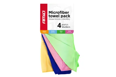 Image de Kit de lingettes microfibres pour l'entretien des voitures 4 en 1 : 30x30cm AMIO-01983