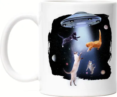 Produktbild von Katzen erobern das All Tasse Katzenbesitzerin Katzenliebhaber Ufo Witzig