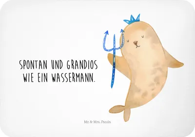 Produktbild von Mr. & Mrs. Panda magnet Sternzeichen Wassermann - Weiß - Geschenk, Geburtstag Januar, mdf, Meermann, Nix, whiteboardmagnet, küchenmagnet, Kühlschrankmagnet, haftmagnet