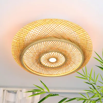 LED-Deckenleuchte Bambus 50cm dimmbar mit Fernbedienung