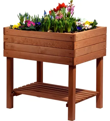 Produktbild von Erhöhtes Gemüsebeet aus Holz mit Regal