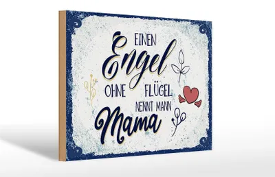 Produktbild von Holzschild Spruch Engel ohne Flügel nennt man Mama 30x20cm