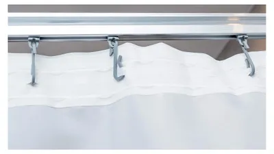 Produktbild von Duschvorhang Weiß 240x200 cm mit Gardinenband und Haken