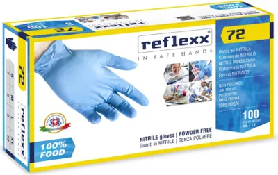 Image de Gants en nitrile Reflexx R72 sans poudre, 100 % sans latex, 3,5 g, cat. 3, 100 pièces, XL