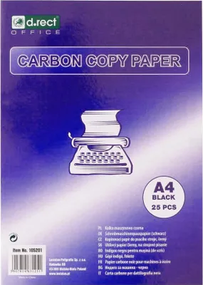 Image de D.RECT Papier carbone pour machine à écrire, DIN A4, papier autocopiant, CARBON COPY PAPER, noir, 25 feuilles