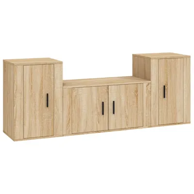 Produktbild von vidaXL 3-tlg. TV-Schrank-Set Sonoma-Eiche Holzwerkstoff