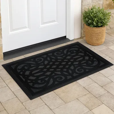 Produktbild von Fußmatte Tivoli 45x75 cm Schwarz – für Innen & Außen, rutschfest, modernes 3D-Design, leicht zu reinigen, Schmutzfangmatte für die Haustür