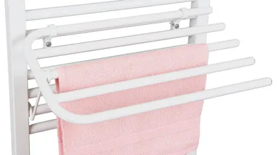 Produktbild von Aqualine Handtuchtrockner 4-Fach für Heizkörper, Universalklemmung, Länge 50cm, Weiß