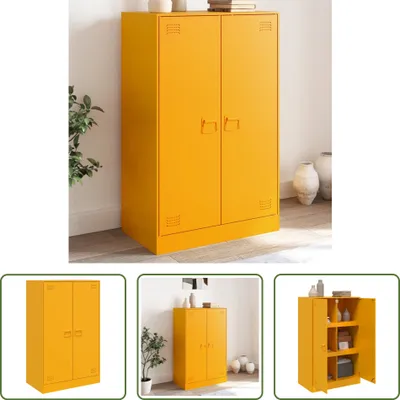 Obrázek produktu pro The Living Store Příborník Hořčicově žlutá 67x39x107 cm Ocel