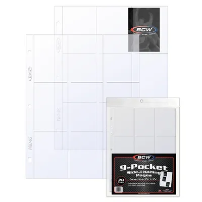 Produktbild von BCW Ordnerhüllen für 9 Sammelkarten - Sideloading - 3 Loch (20 Stück)