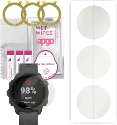 Produktbild von apgo 3 Stück Schutzfolie, Matt, kompatibel mit Garmin Watch Forerunner 245 Smartwatch, Hydrogel Displayschutzfolie mit Positionierhilfe, Displayfolie, robust und kratzfest