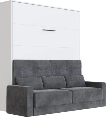 Produktbild von Schrankbett M1 140x200 Weiss  mit Sofa Anthrazit   mit Armlehnen 11cm Breite