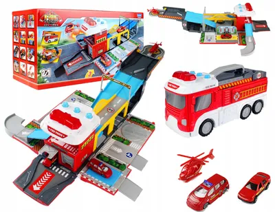Obrázek produktu pro Velké strážní auto, složené do garáže, garáž 2v1 la57