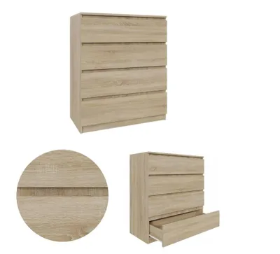 Produktbild von Mebligo Kommode, Sonoma-Eiche, 4 Schubladen, für Schlafzimmer, modern, mit Rollenführungen