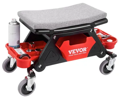 Obrázek produktu pro VEVOR dílenská stolička pojízdná 640 x 335 x 390 mm, nosnost 136 kg dílenská stolička pojízdná montážní stolička garážová stolička, dílenská pracovní stolička židle sedák včetně úložného boxu a palet, pojízdná