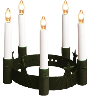 Immagine prodotto di Best Season "Corona di Santa Lucia" in plastica 5 candele, colore verde, a batteria, 073-43