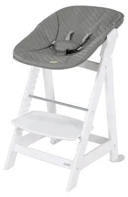Produktbild von roba Born Up Babyhochstuhl Set 2in1 inkl. Aufsatz für Neugeborene 'Stone gesteppt' - Hochstuhl mit Liegefunktion + 5-Punkt-Gurtsystem - Ab Geburt