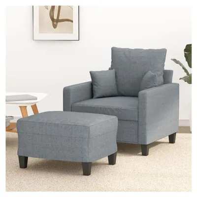 Produktbild von Sessel mit Hocker in Hellgrau, 60 cm, Stoff, für Wohnzimmer, Lesesessel, Stillsessel, Fernsehsessel