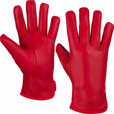 Produktbild von Damen Lederhandschuhe Rot L mit Fleece-Innenfutter