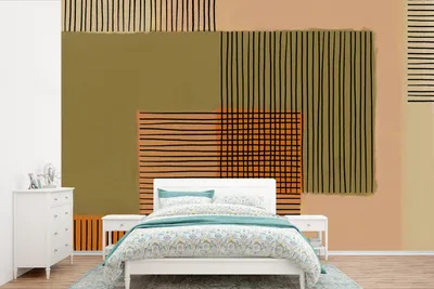 Produktbild von MuchoWow® Fototapete für Wohnzimmer oder Schlafzimmer Wandtapete Vinyl Motivtapete Abstrakt - Linien - Würfel - Patchwork - 600x400 cm - Vinyltapeten