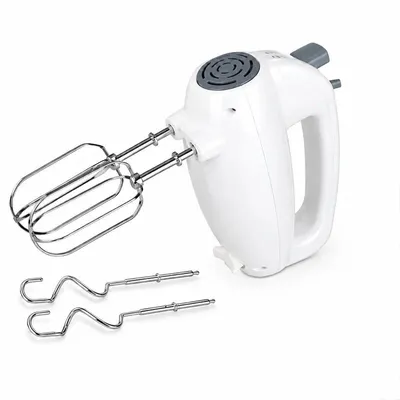 Produktbild von Handmixer mit 2 Edelstahl-Rührbesen, 2 Knethaken, 5 Geschwindigkeitsstufen, geräuscharmer Betrieb