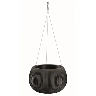 Immagine prodotto di Vaso da fiori sospeso in finto cemento con design a onde + vaso interno /29x19,5 cm Antracite / aspetto calcestruzzo Incl. ripiano Gancio in metallo Fioriera