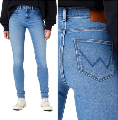 Produktbild von WRANGLER, Damen Jeanshose, Skinny fit, HIGH RISE SKINNY, W28 L30, Blau, Jeans, baggyjeans, buggy