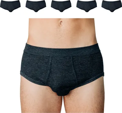Produktbild von SES Ringel Feinripp Herren Slip 5er Pack S anthrazit aus Baumwolle/Unterhosen Männer klassisch, bequem & atmungsaktiv/Feinripp Unterhose Herren mit weichem Bund & Eingriff